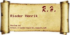 Rieder Henrik névjegykártya